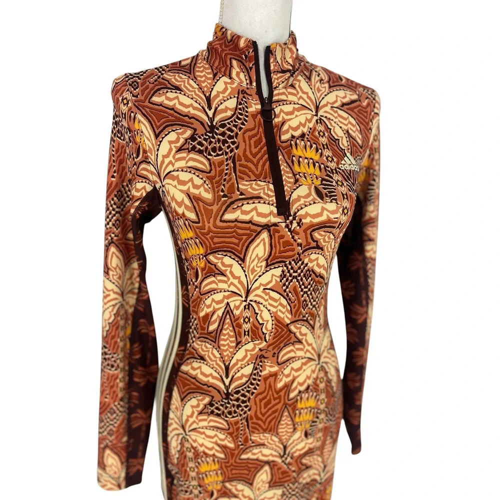 Farm Rio x Adidas Tropical Print Zip Up Midi Dress Small - Picture 12 of 16